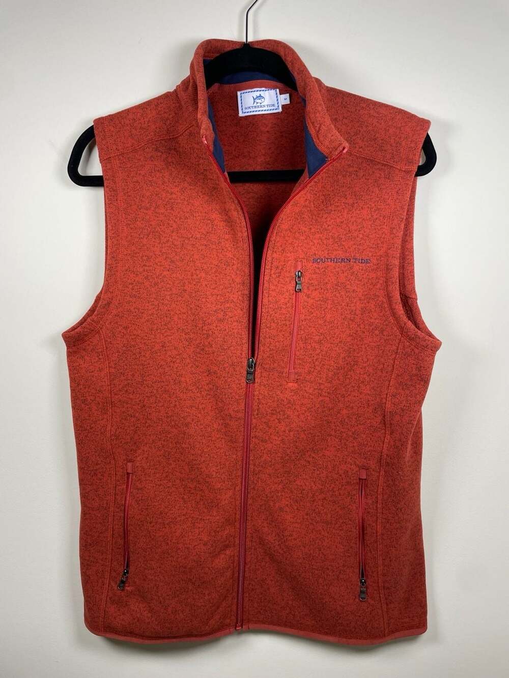 Southern Tide Men's Sampson Peak Sweater Fleece Vest in Burnt Orange